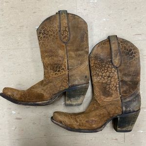 Distressed leopard Cowboy Boots